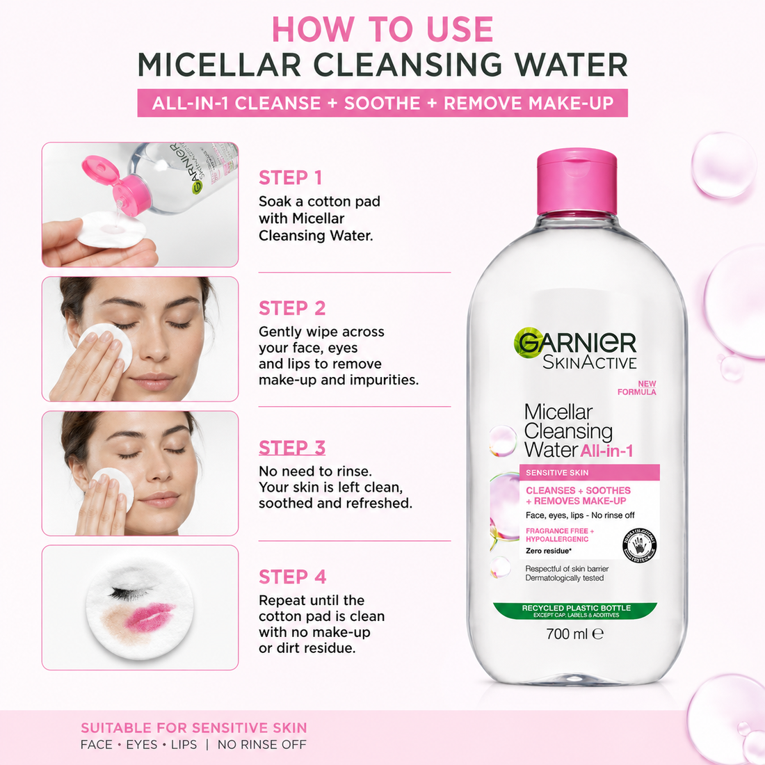 Garnier Skin Active Micellar Cleansing Water even for Sensitive Skin (700ml)