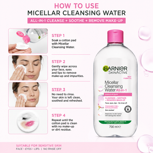 Garnier Skin Active Micellar Cleansing Water for Sensitive Skin (700ml)