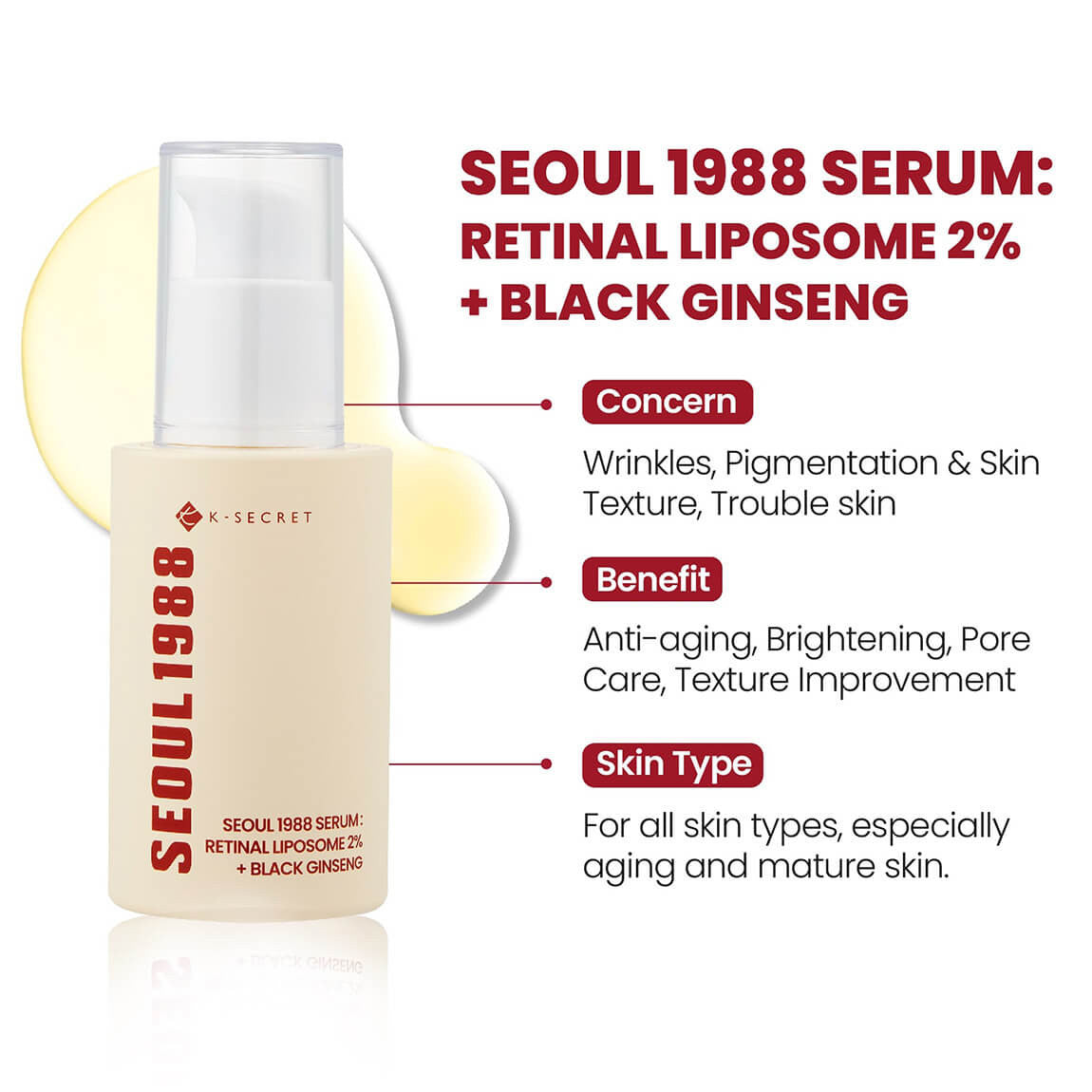 K-SECRET-SEOUL 1988 Serum Retinal Liposome 2% + Black Ginseng 30ml