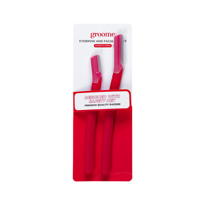 Groome Eyebrow And Facial Razor - Scarlet Edge (2pcs)