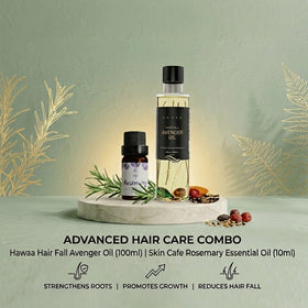 Hawaa Hair Fall Avenger Oil 100ml with Skin Cafe Rosemary Essential Oil 10ml Combo