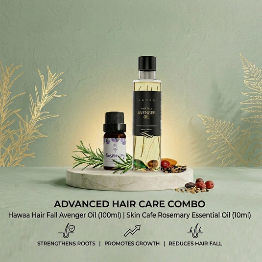 Hawaa Hair Fall Avenger Oil 100ml with Skin Cafe Rosemary Essential Oil 10ml Combo