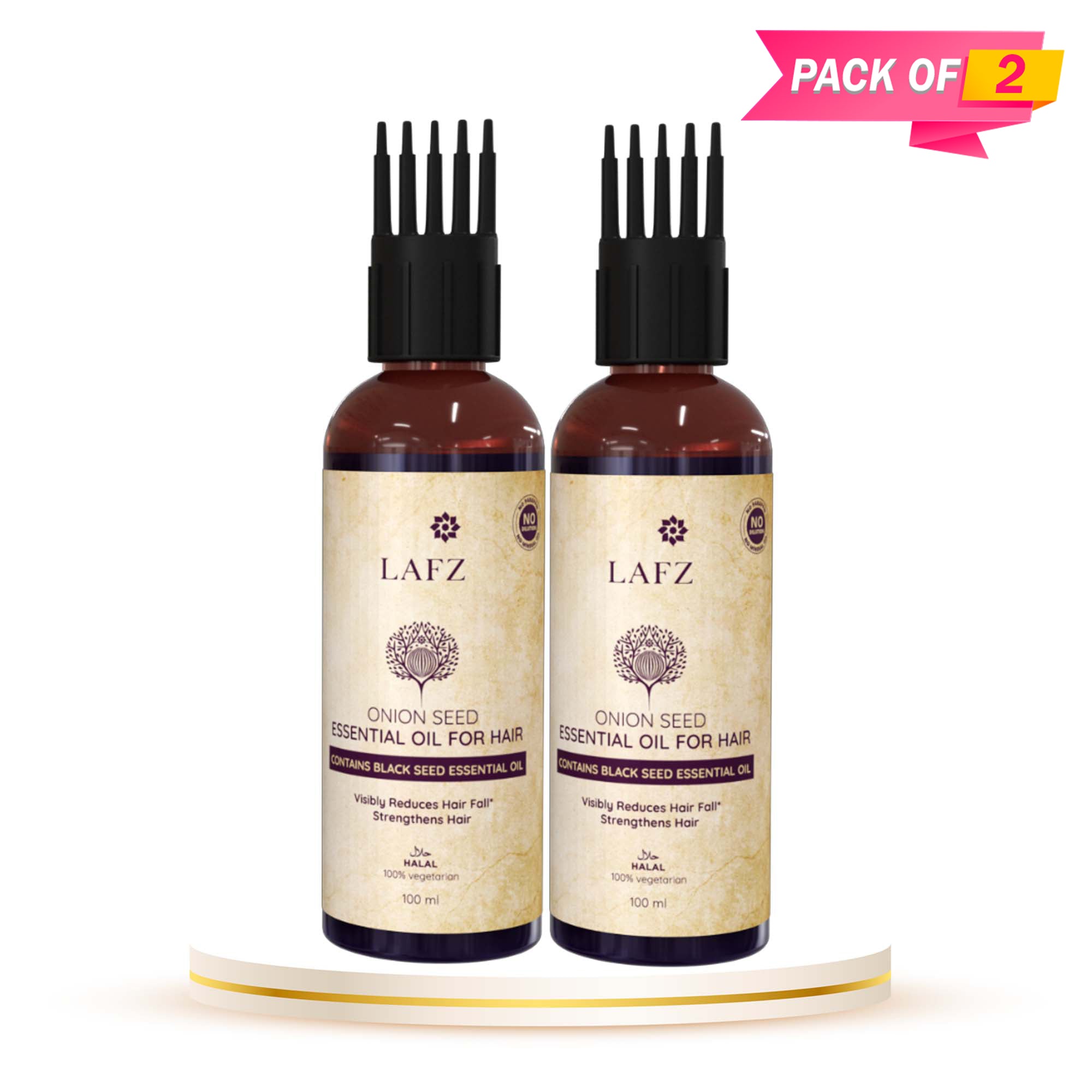 Lafz Essential Onion And Black Seed Hair Oil (100ml) - Pack of 02