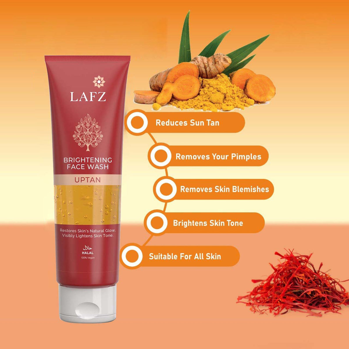 Lafz Uptan Brightening Face Wash (75ml) - Tube (India) benefits