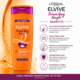 Loreal Paris Elvive Dream Long Straight Shampoo 72H for Long Frizzy Hair (600ml)