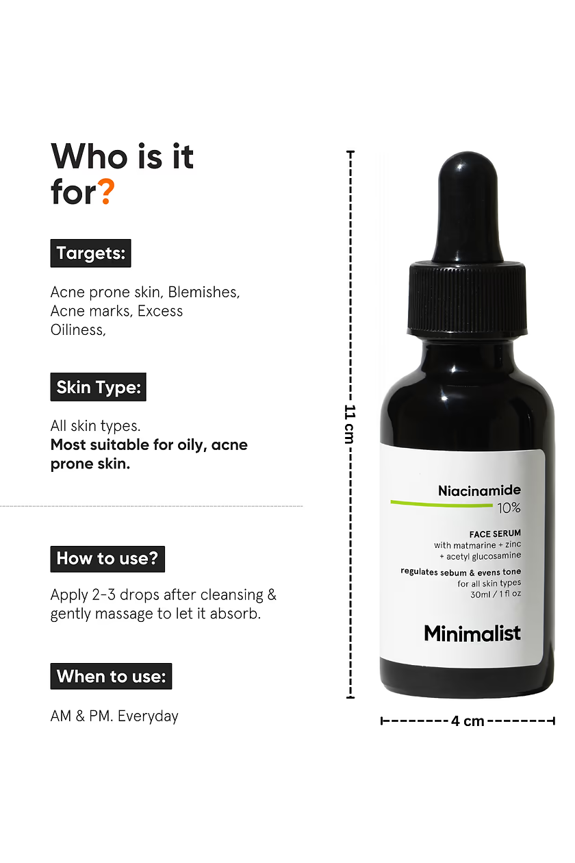 Minimalist Niacinamide 10% face serum (30ml) use