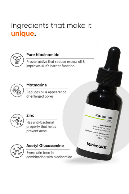 Minimalist Niacinamide 10% face serum (30ml) key ingredients