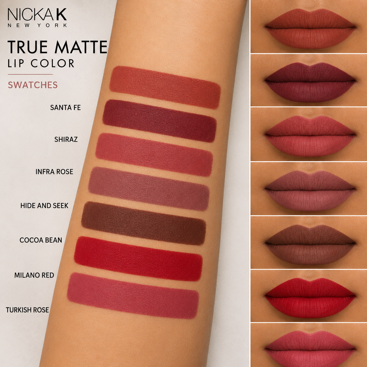 Nicka K True Matte Lip Color (3.5g)
swatches
