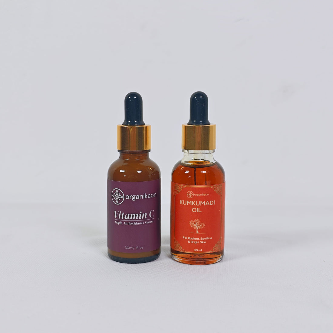 Organikaon Glow Booster Duo (Organikaon Kumkumadi Oil 30ml + Triple Antioxidants Vitamin C Serum 30ml)