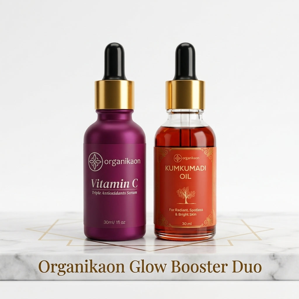 Organikaon Glow Booster Duo (Organikaon Kumkumadi Oil 30ml + Triple Antioxidants Vitamin C Serum 30ml)