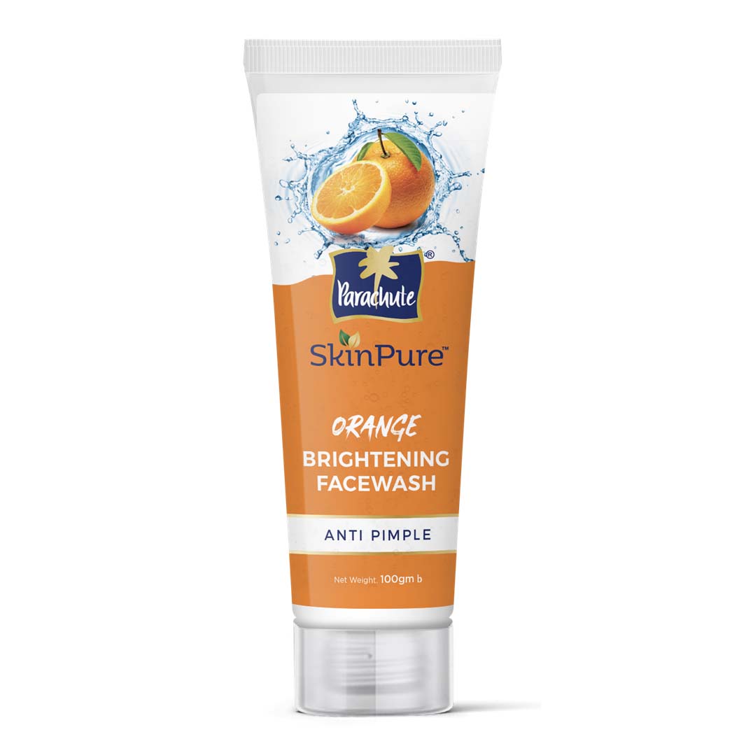 Parachute SkinPure Orange Brightening Facewash, Anti Pimple, For Bright, Glowing, Pimple Free Skin, All Skin Types, No Parabens, Sulphate (100gm)