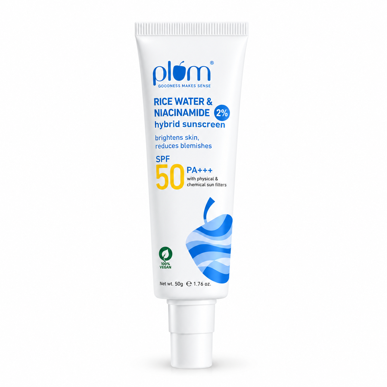 Plum Rice Water &amp; 2% Niacinamide SPF 50 PA+++ Hybrid Sunscreen (50g)
