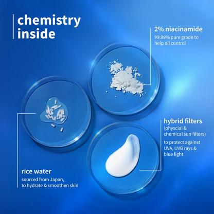 Plum Rice Water &amp; 2% Niacinamide SPF 50 PA+++ Hybrid Sunscreen (50g)