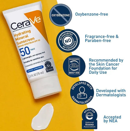 Cerave Hydrating Sunscreen Broad Spectrum SPF50 75ml