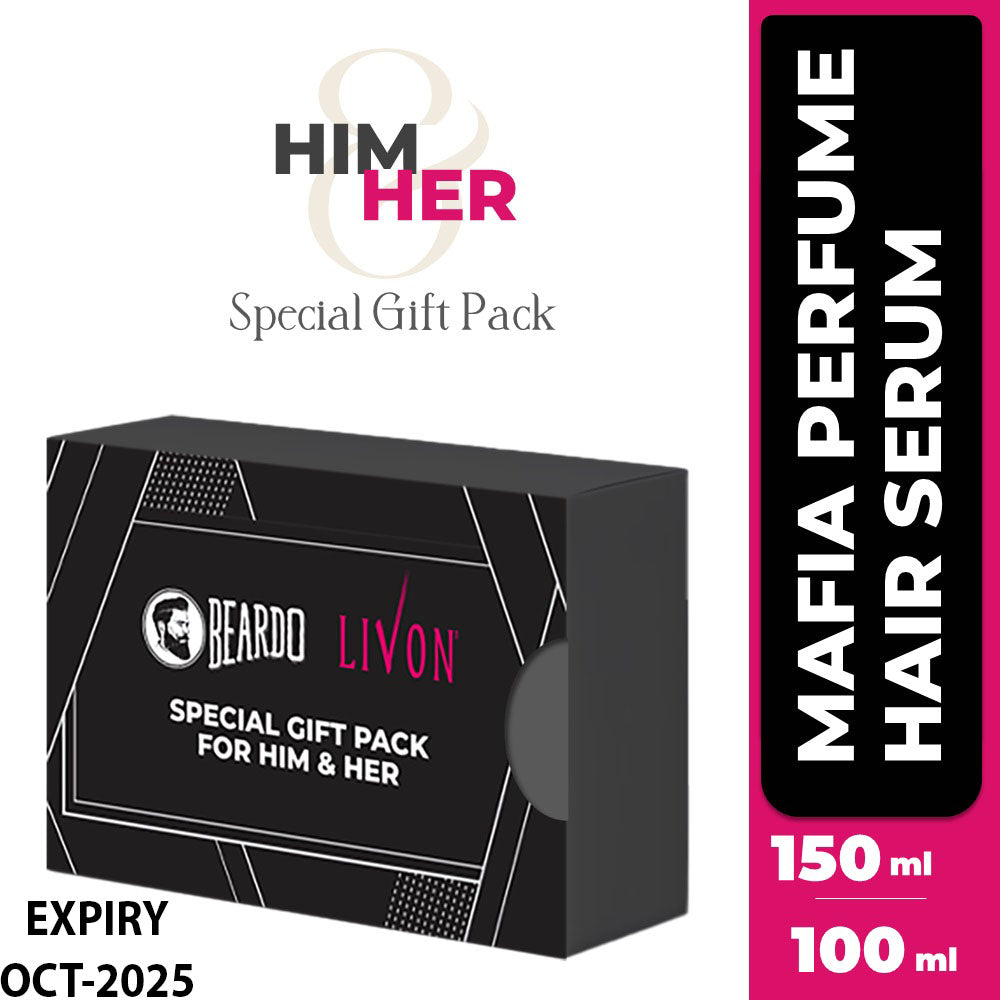Beardo Special Gift Pack - Beardo Mafia Perfume Body Spray 120ml &amp; Livon Hair Serum 100ml