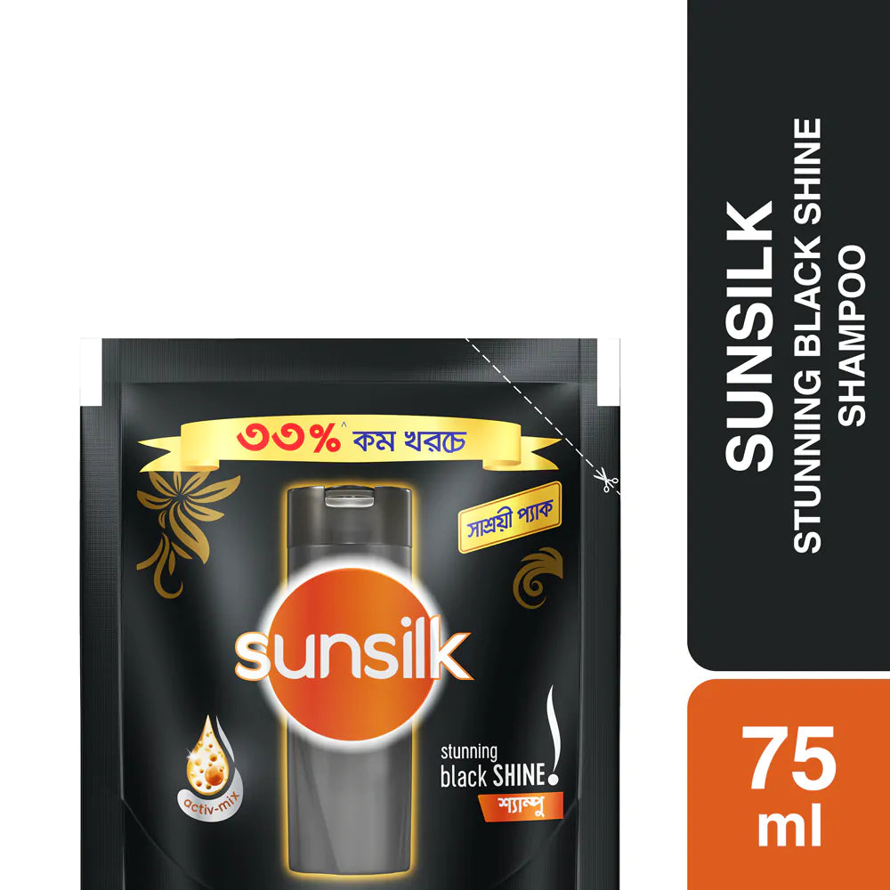 Sunsilk Shampoo Stunning Black Shine 340ml (Pouch 75ml Free)