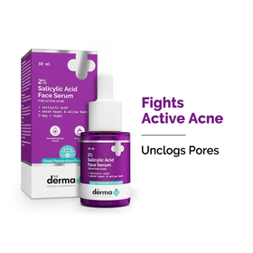 The Derma Co 2% Salicylic Acid Face Serum for Active Acne (30ml) fights acne
