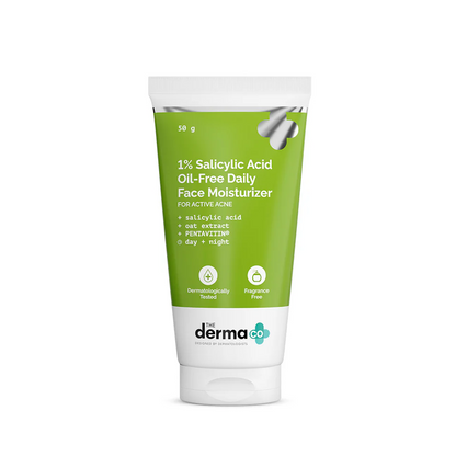 The Derma Co 1% Salicylic Acid Oil-Free Face Moisturizer for Active Acne (50g)
