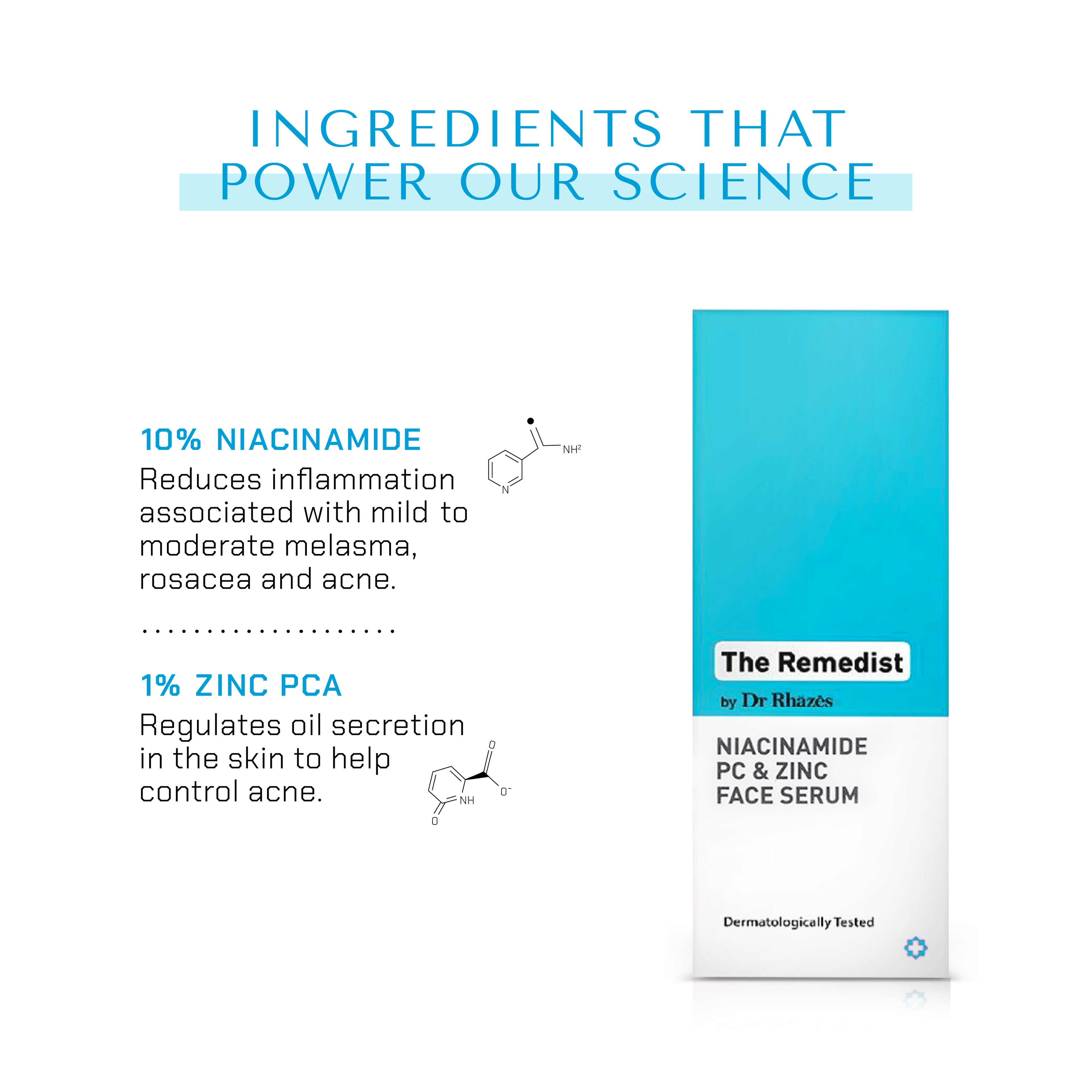 The Remedist by Dr Rhazes Niacinamide PC &amp; Zinc Face Serum (30ml) key ingredients