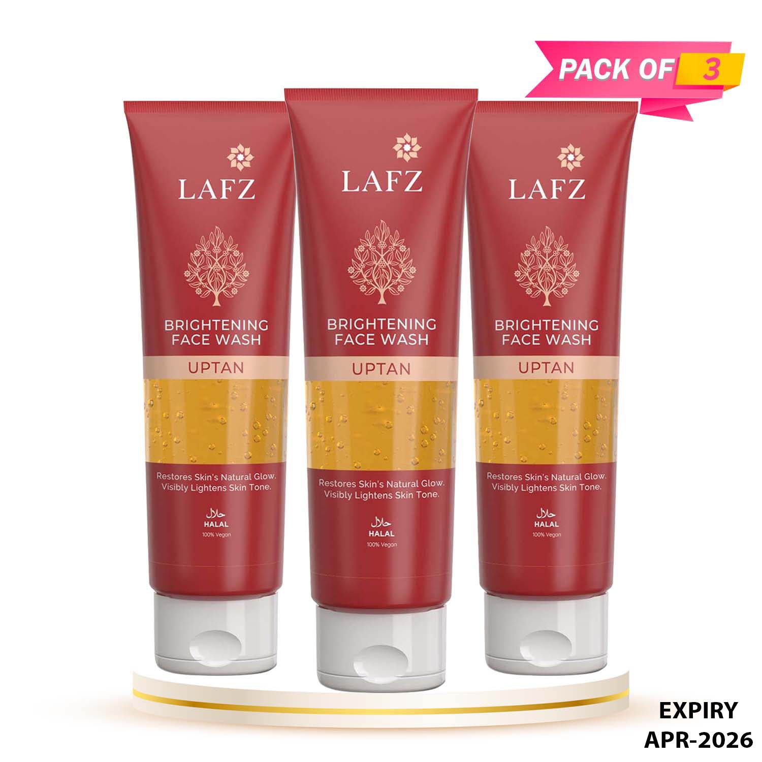 Lafz Uptan Brightening Face Wash (75ml) - Tube Pack of 3