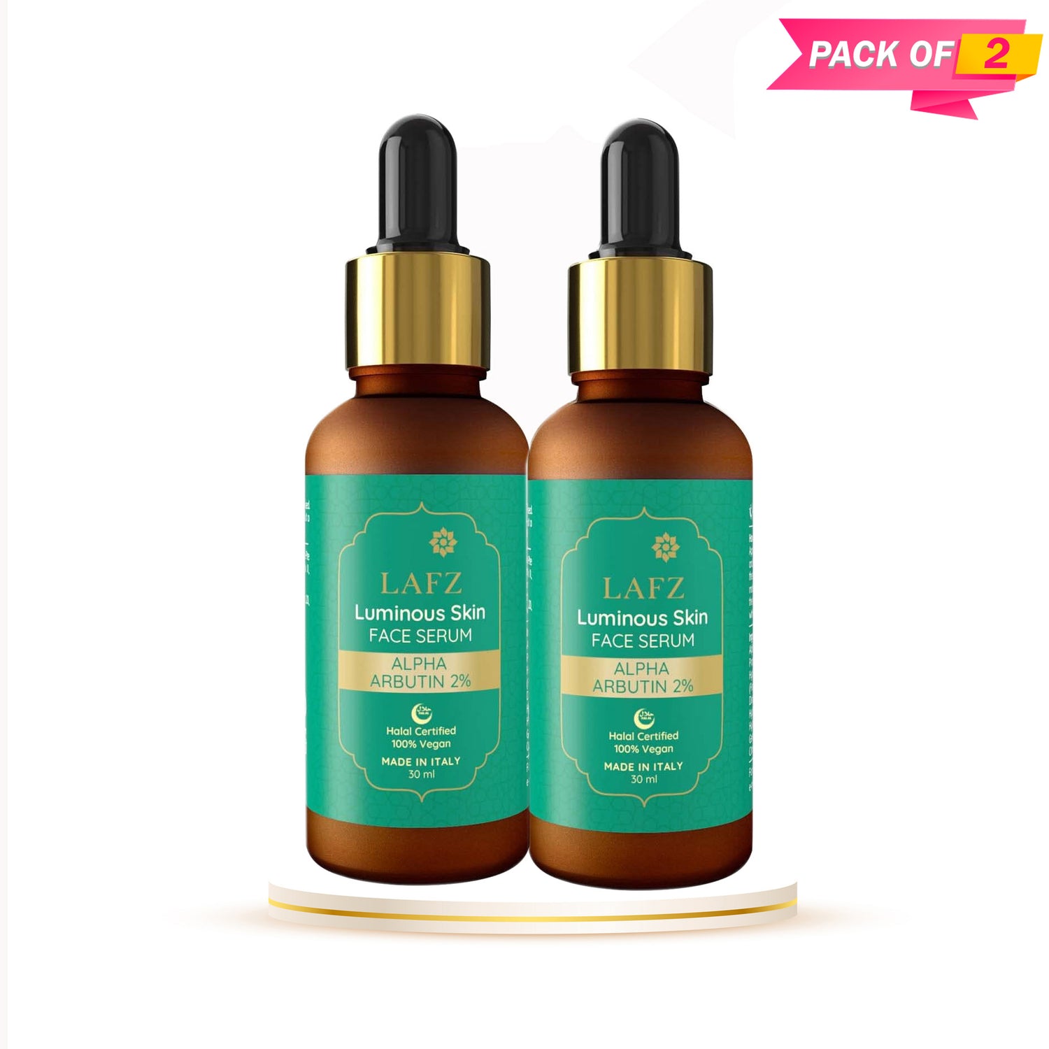 Lafz Luminous Skin Face Serum (30ml) - Alpha Arbutin (Pack of 02)