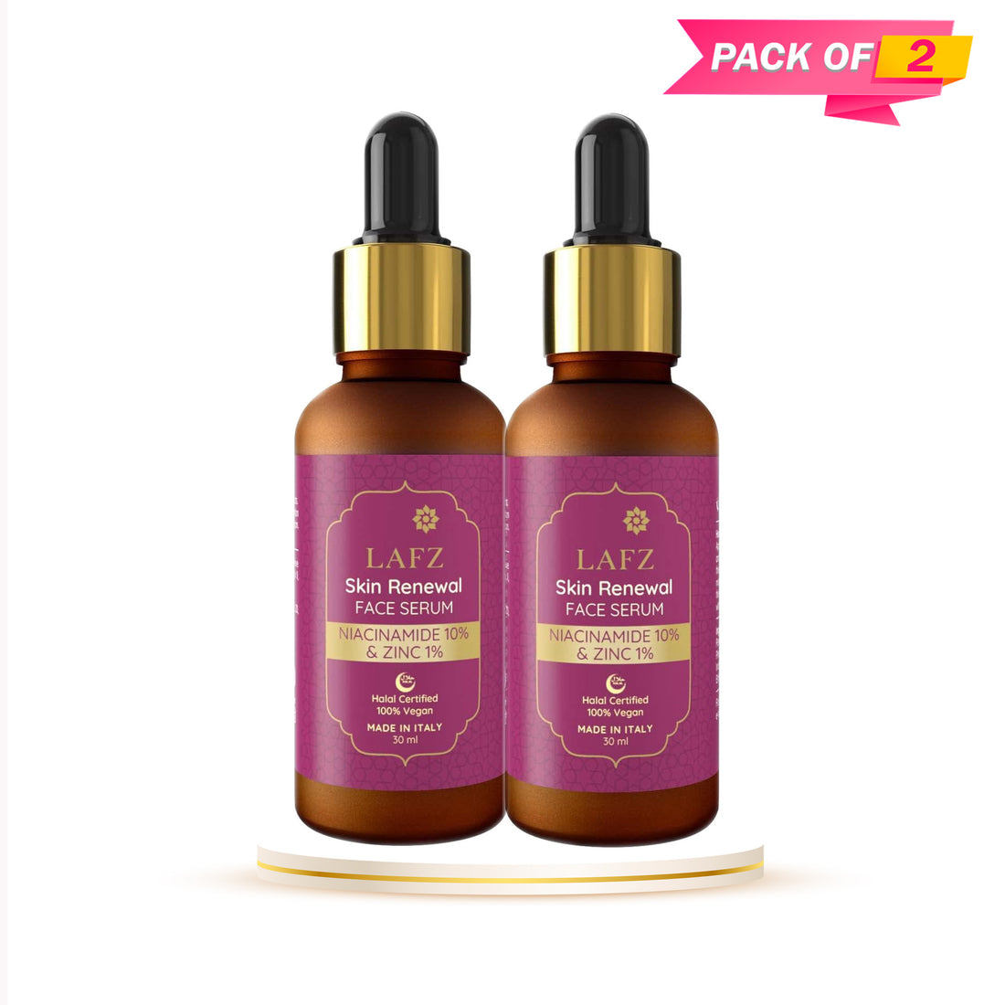 Lafz Skin Renewal Face Serum (30ml) - Niacinamide 10% &amp; Zinc 1%- (Pack of 2)