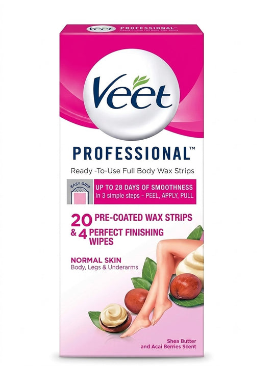 VeetProfessionalReadyToUseFullBodySheaButter_AcaiBerryScent20WaxStrips