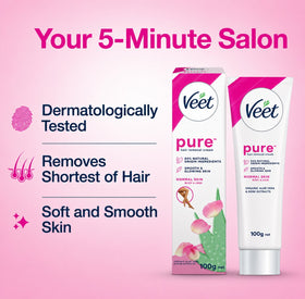 Veet Pure Hair Removal Cream with Organic Aloe Vera &amp; Rose Extracts (100g)