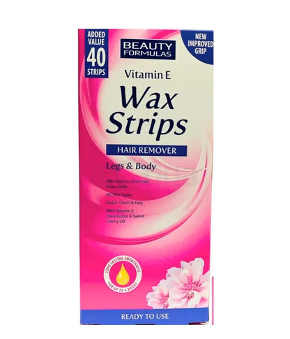Beauty Formulas Vitamin E Hair Remover Wax Strips For Legs &amp; Body – 40 Strips