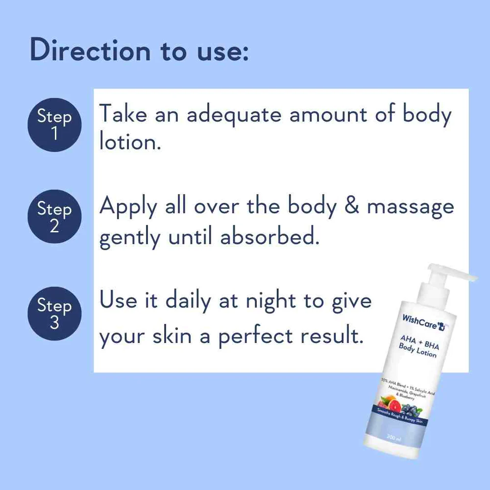 Wishcare AHA BHA Body Lotion with Niacinamide, Grapefruit &amp; Blueberry (200ml) how to use