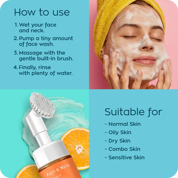 ZM Vitamin C Foaming Face Wash 100ml - (Pack of 02) how to use