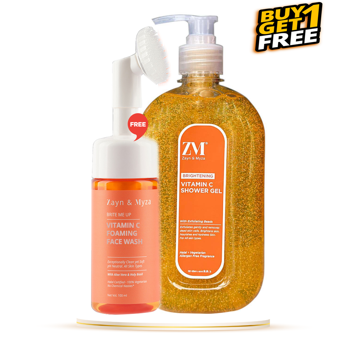 Buy Zayn &amp; Myza Vitamin C Brightening Shower Gel 500ml &amp; Get ZM Vitamin Face Wash 100ml - Free