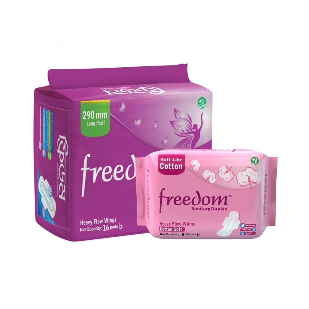 Freedom Sanitary Napkin Heavy Flow 16 pads (Free Freedom Cotton 8 Pads)