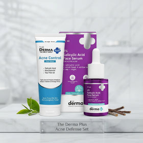 The Derma Plus Acne Defense Set (Acne Control Face Wash 100ml + 2% Salicylic Acid Face Serum 30ml)