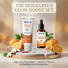 The Derma Plus Glow Boost Set (Kojic Acid Daily Facewash 100ml + 10% Vitamin C Brightening Face Serum 30ml)