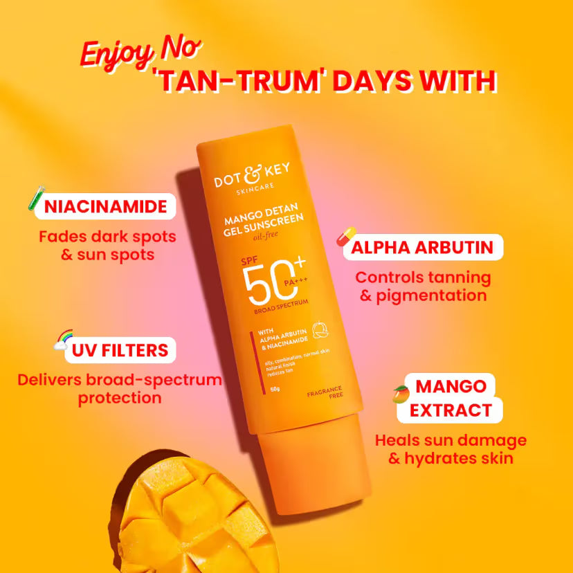 Dot &amp; Key Mango Detan Oil-Free Sunscreen SPF 50+ PA+++ 50g