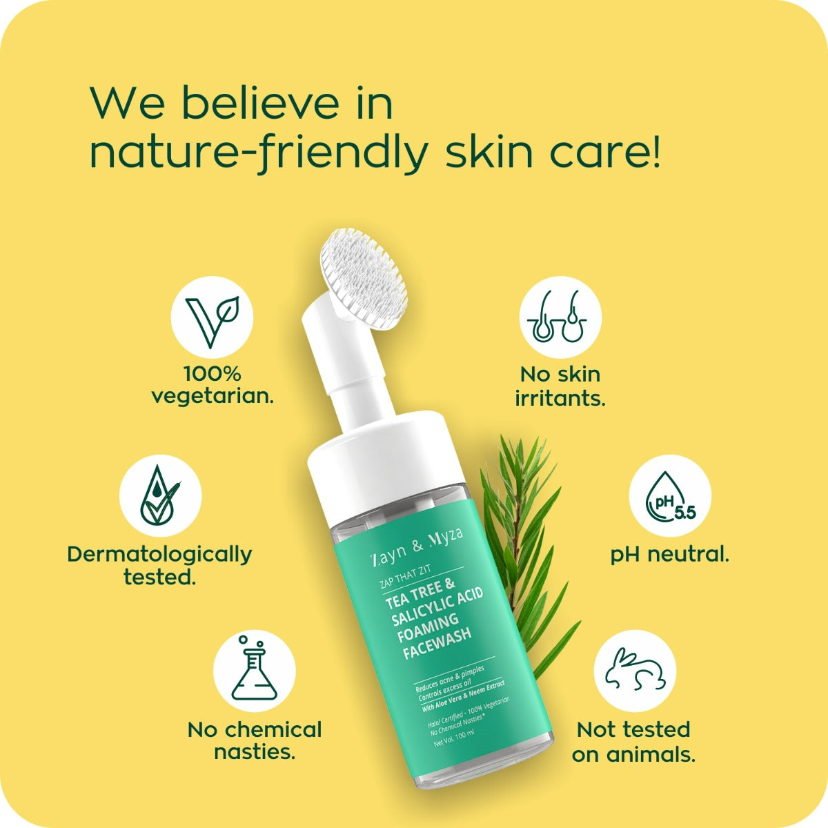 Zayn &amp; Myza Tea Tree and Salicylic Acid Foaming Face Wash for Women (100ml) - Pack of 02
