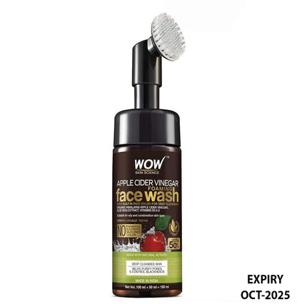 Wow Skin Science Apple Cider Vinegar Face Wash with Brush (150ml)