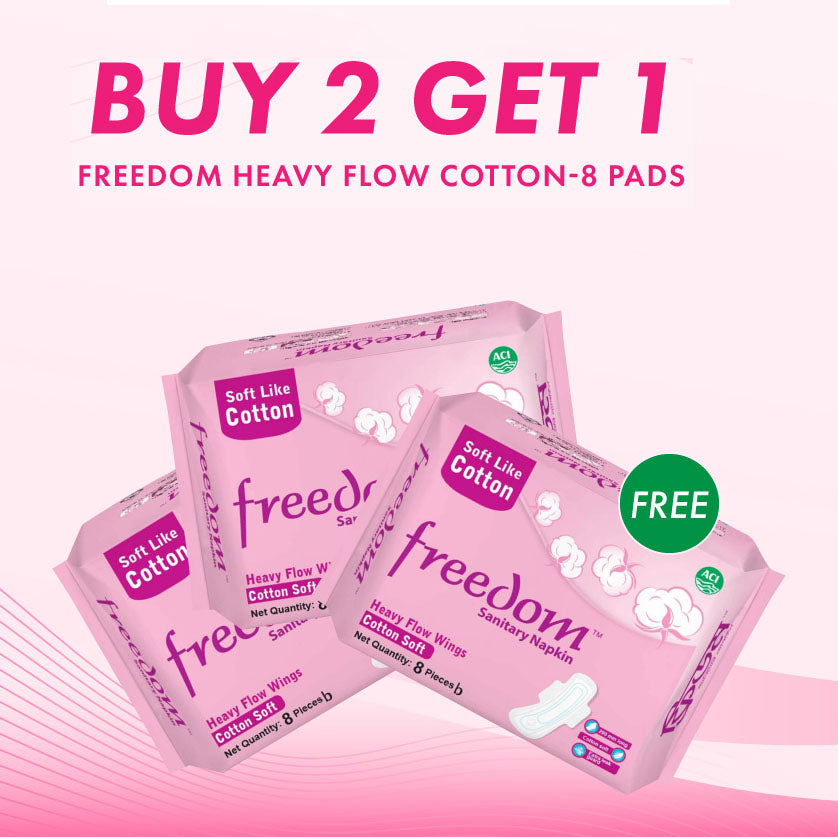 Freedom Sanitary Napkin Heavy Flow Cotton 8 pads (Buy 2 Get 1)