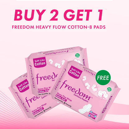Freedom Sanitary Napkin Heavy Flow Cotton 8 pads (Buy 2 Get 1)