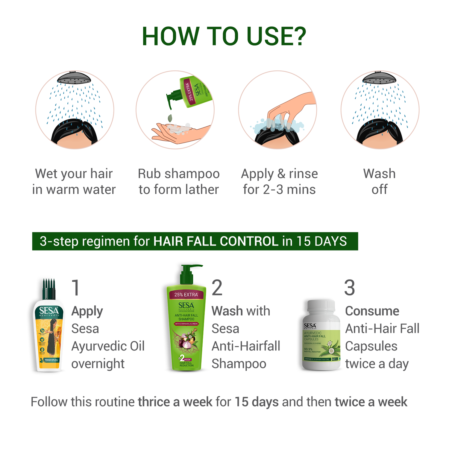SESA Herbal Care Anti-Hair Fall Shampoo (300ml) + 50ml Extra