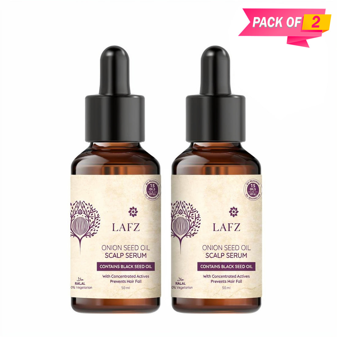Lafz onion seed oil scalp serum (50ml) - Pack of 02