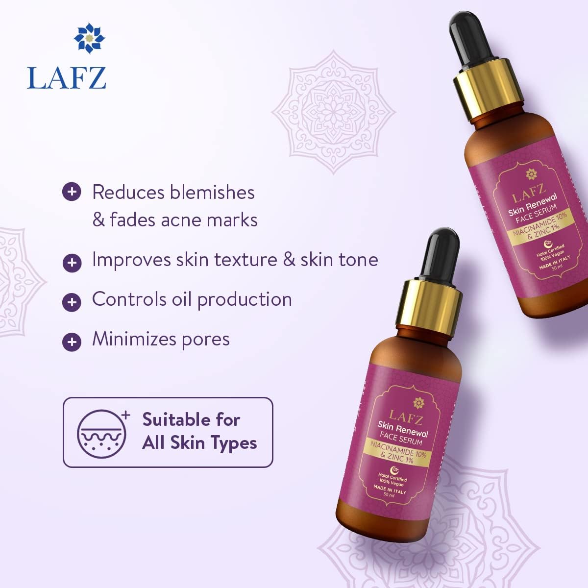 Lafz Skin Renewal Face Serum (30ml) - Niacinamide 10% &amp; Zinc 1%