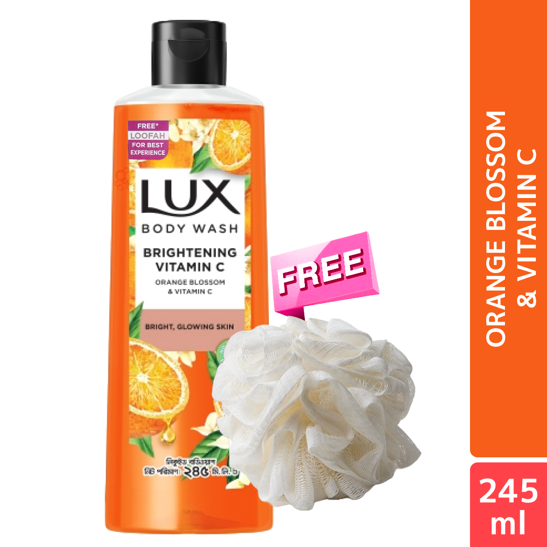 Lux Body Wash Orange Blossom &amp; Vitamin C 245ml (Free Loofah)