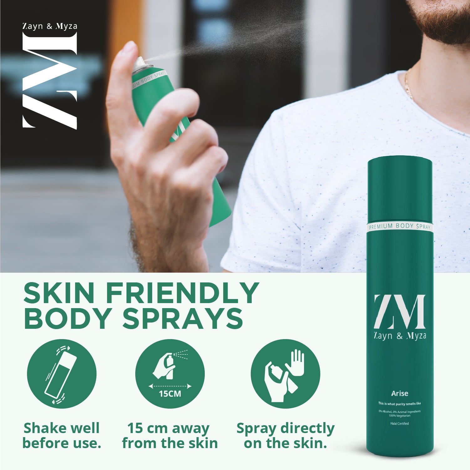 Zayn &amp; Myza Premium No Alcohol Perfume for Men (160ml) - Arise