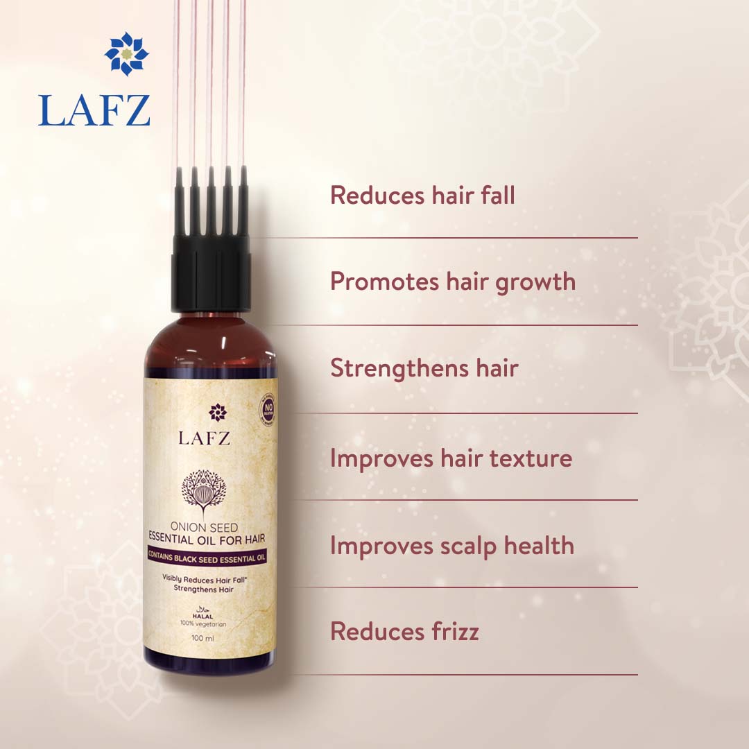 Lafz Essential Onion And Black Seed Hair Oil 100ml (Pack of 2) with Derma Roller