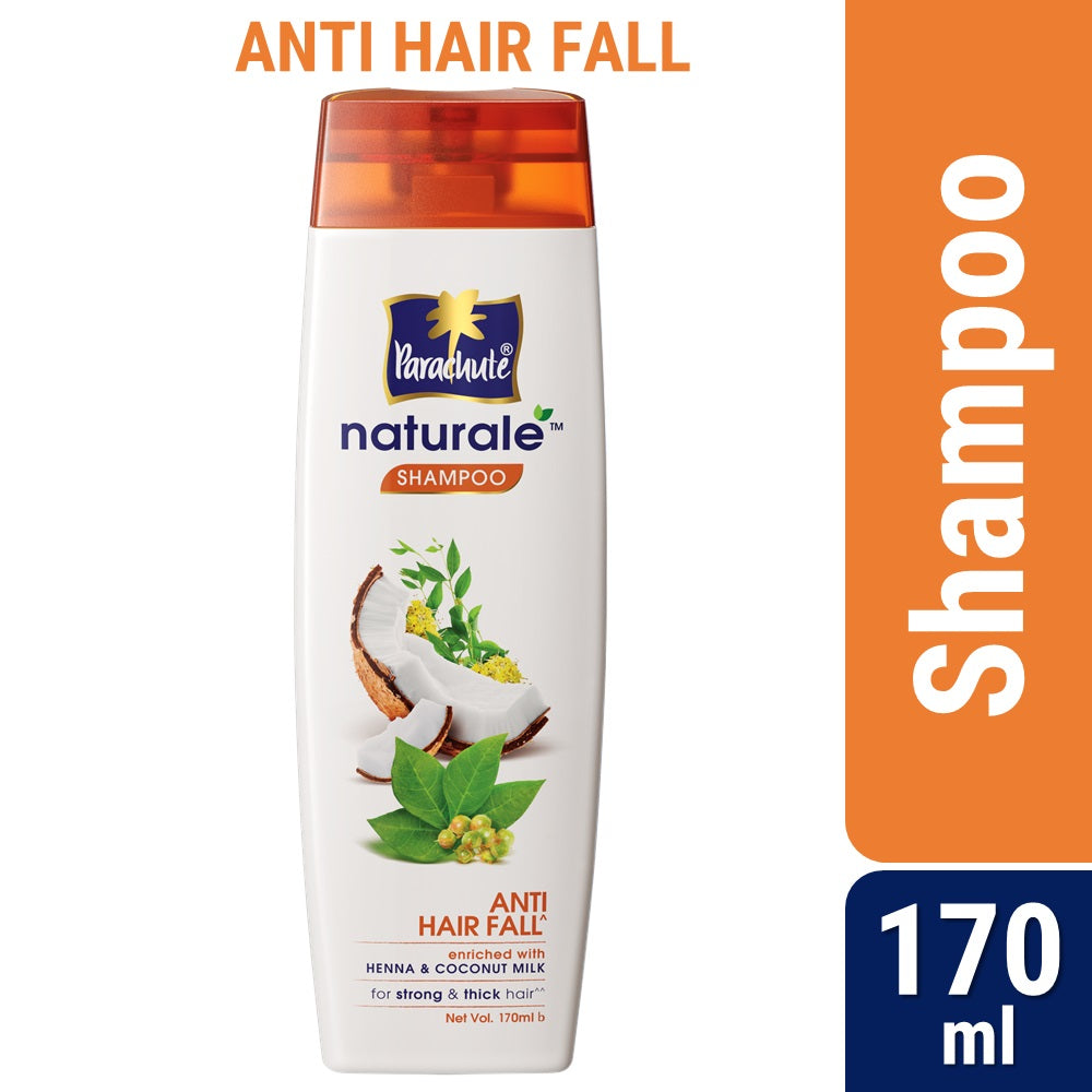 Parachute Naturale Anti Hair Fall Shampoo with Henna &amp; Coconut Milk, For Strong &amp; Thick Hair, Reduces Hair Fall, Paraben Free, 100% Vegan, All Hair Types