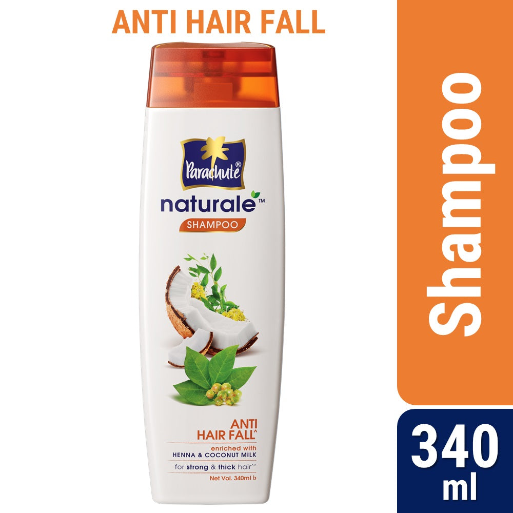 Parachute Naturale Anti Hair Fall Shampoo with Henna &amp; Coconut Milk, For Strong &amp; Thick Hair, Reduces Hair Fall, Paraben Free, 100% Vegan, All Hair Types