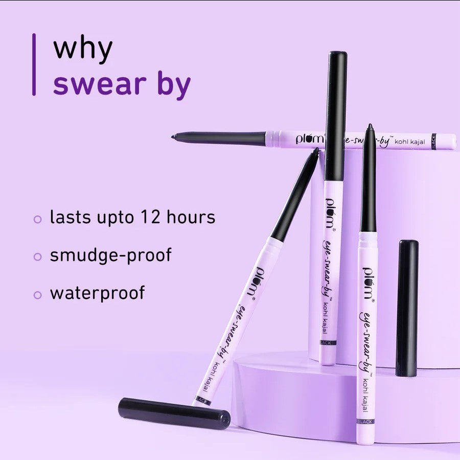 Plum Kohl Kajal Deep Black Creamy Smooth (0.35gm)