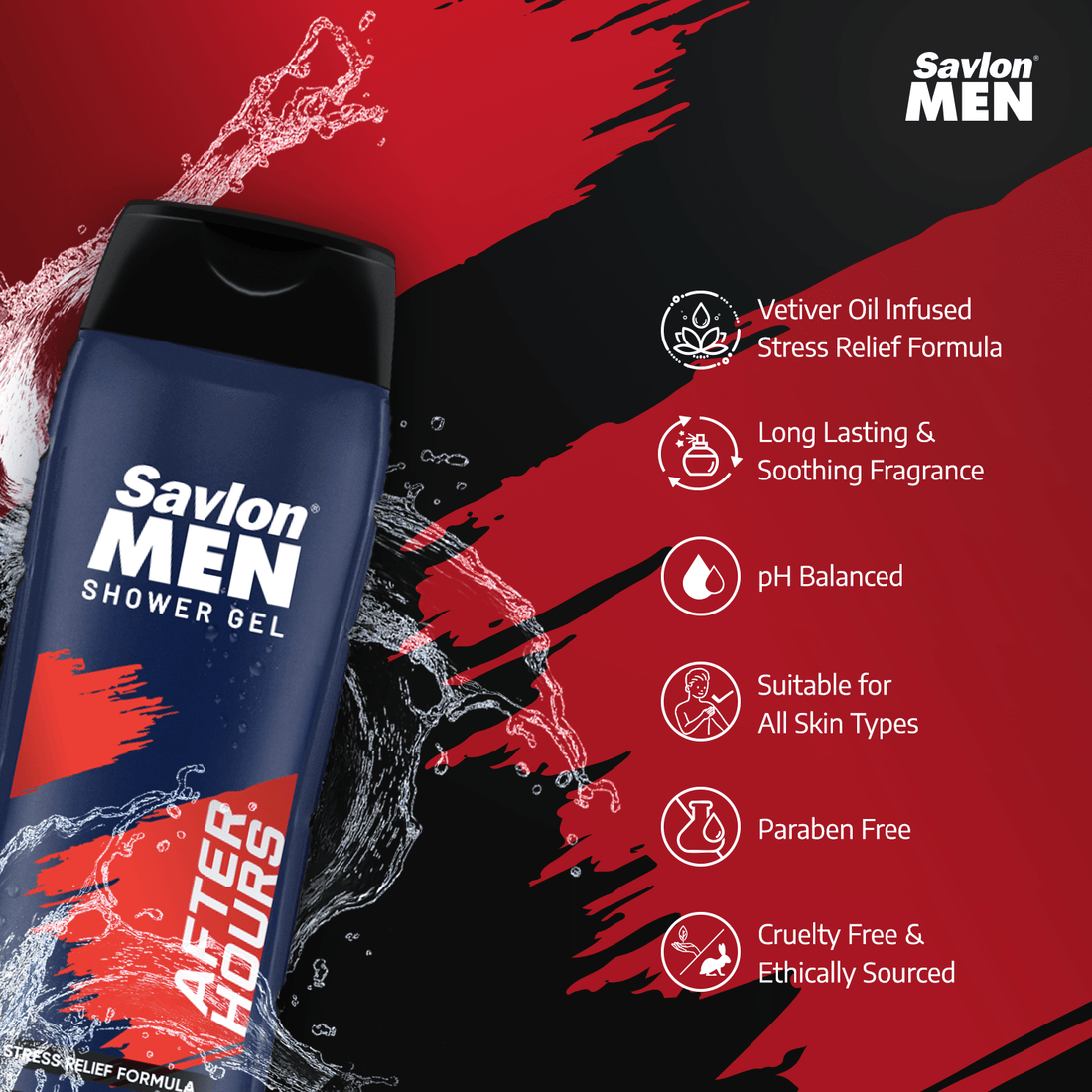Savlon Men After Hours Shower Gel 250ml (Free Lofah)